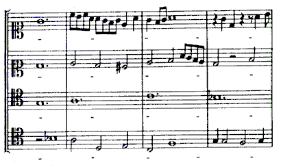 Esempio di cantus firmus: il cantus firmus gregoriano  affidato al tenor(G. de Machaull "Deo Gracias" dalla "Messe de Notre-Dame")